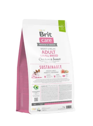 Сухий корм Brit Care Dog Sustainable Adult Small Breed для собак малих порід, з куркою та комахами, 7 кг — Фото 2