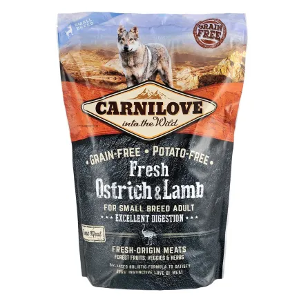 Сухий корм Carnilove Fresh Ostrich &amp; Lamb для дорослих собак дрібних порід, ягня та страус, 1,5 кг — Фото 2