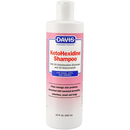 Davis KetoHexidine Shampoo ДЕВІС КЕТОГЕКСИДИН шампунь з 2% хлоргексидином та 1% кетоконазолом для собак і котів із захворюваннями шкіри 0,355 л