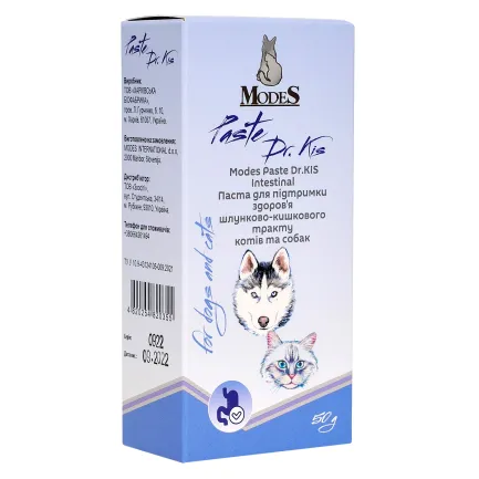 Паста Др. КІС Інтестінал (Paste Dr.KIS Intestinal) для підтримки здоров'я шлунково-кишкового тракту котів та собак 50г, MODES