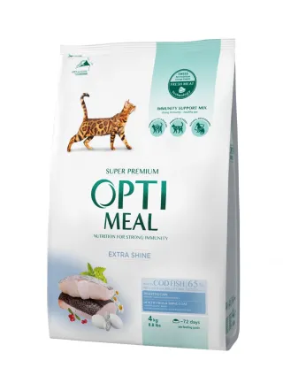 OPTIMEAL™. Повнораціонний сухий корм для дорослих котів з високим вмістом тріски, 4 кг