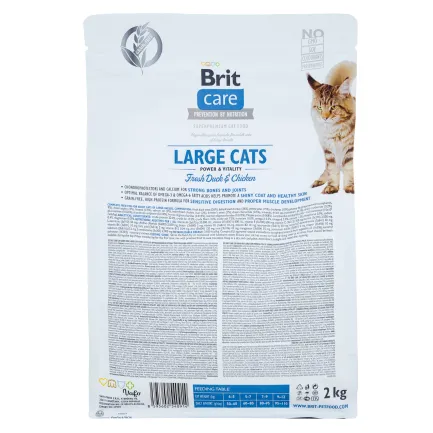 Сухий корм Brit Care Cat GF Large Power &amp; Vitality для котів великих порід, качка та курка, 2 кг — Фото 2