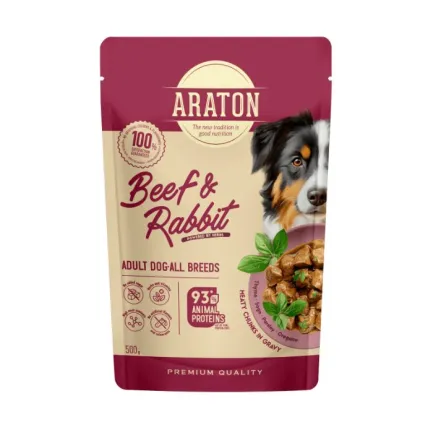 ARATON Adult with Beef and Rabbit Вологий корм для дорослих собак з яловичиною і кроликом, 500 г