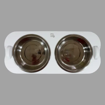 Миски металеві на дерев'яній підставці Lucky Pet лінійка"Бенкет" 2x1,63л/21см, біла (552471) — Фото 2