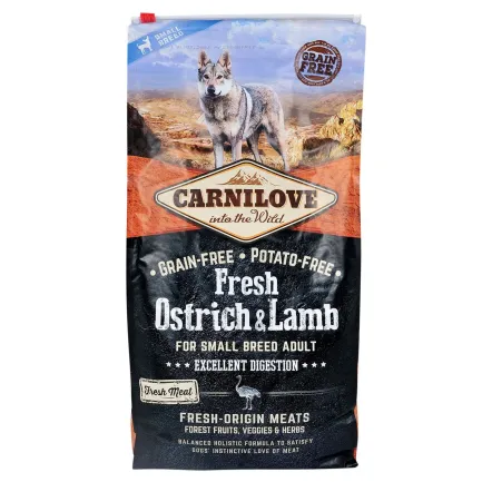 Сухий корм Carnilove Fresh Ostrich &amp; Lamb для дорослих собак дрібних порід, ягня та страус, 6 кг — Фото 2