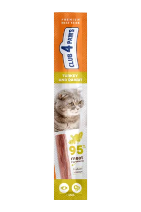 CLUB 4 PAWS М’ясна паличка Преміум: Індичка з кроликом. Ласощі для котів, 0,005 кг