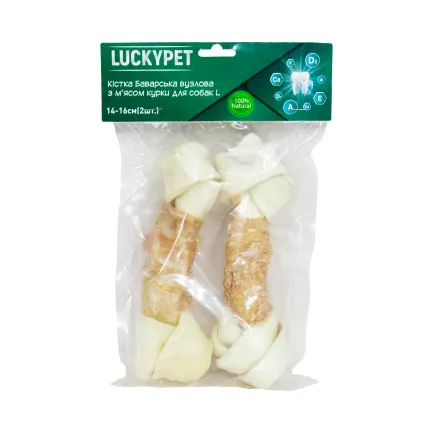 Кістка Баварська вузлова №4 L + м'ясо курки, 17-19 см, 2шт/уп, Lucky Pet