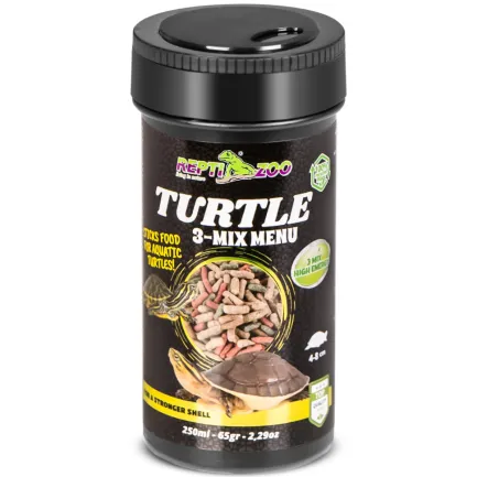 Корм із часником для водних черепах Repti-Zoo Turtle 3-Mix Menu 250мл. — Фото 2