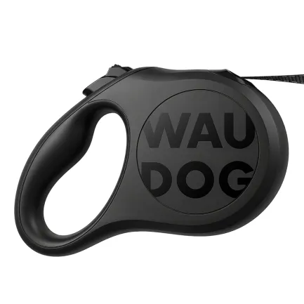 Повідець-рулетка для собак WAUDOG R-leash Monochrome Black, S, до 15 кг, 5 м, світловідбивна стрічка, чорна — Фото 1