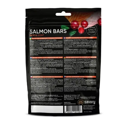 Джерки Savory Bars With Salmon, батончики з лососем 100 г — Фото 1