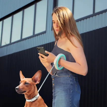 Повідець-рулетка для собак WAUDOG R-leash, кругла, XS-M, до 40 кг, 2,9 м, світловідбиваюча стрічка салатовий — Фото 6