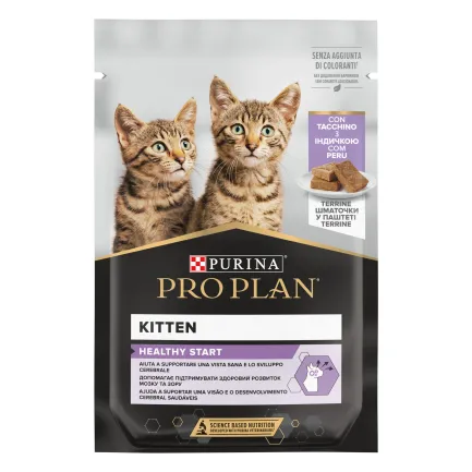Вологий корм PRO PLAN Kitten Healthy Start для кошенят шматочки в паштеті з індичкою 75 г
