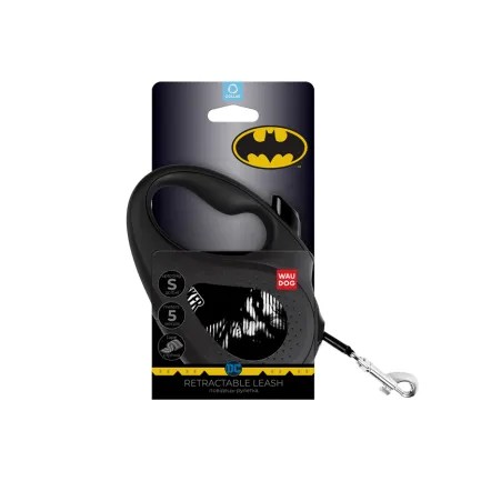 Повідець-рулетка для собак WAUDOG R-leash, малюнок "Джокер Чорний", S, до 15 кг, 5 м, світловідбиваюча стрічка чорний — Фото 1