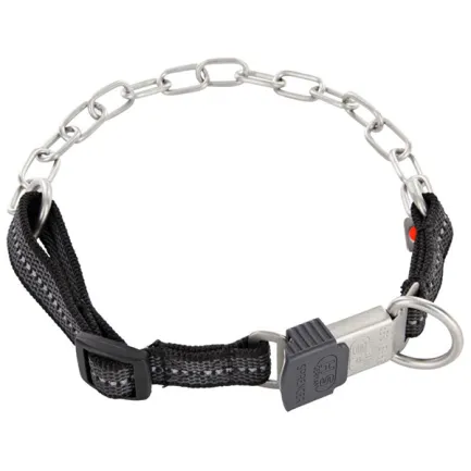 Sprenger Adjustable Collar with Assembly Chain СПРЕНГЕР РЕГУЛЬОВАНИЙ НАШИЙНИК з нейлоном для собак, середня ланка, нержавіюча сталь Чорний – нерж. сталь матова