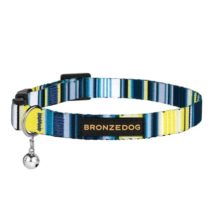Нашийник для Котів BronzeDog Urban West Нейлоновий з Пластиковою Пряжкою та Дзвіночком Синій XS — Фото 3