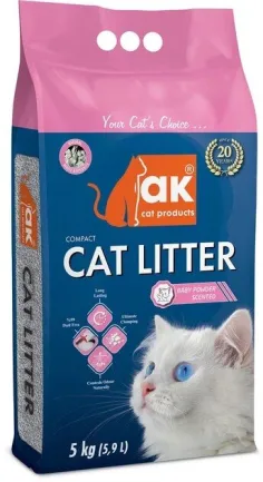 Наповнювач бентонітовий AK Cat Products Compact Cat Litter Дитяча присипка 5 кг
