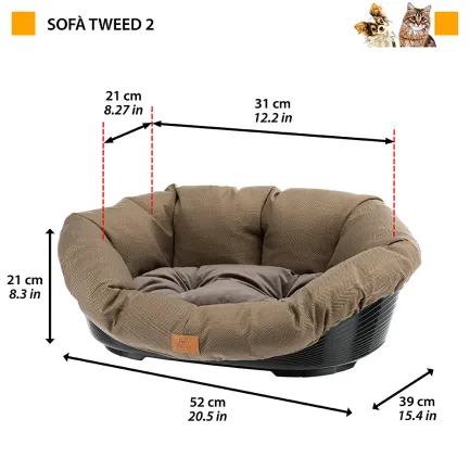 Ferplast SOFA' 2 TWEED BROWN Місце д/собаки пластик+чохол — Фото 1