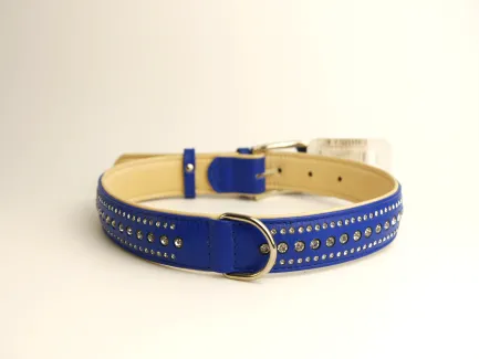 Нашийник "CoLLaR brilliance" зі стразами великими і маленькими (ширина 35мм, довжина 57-71см) синій — Фото 1