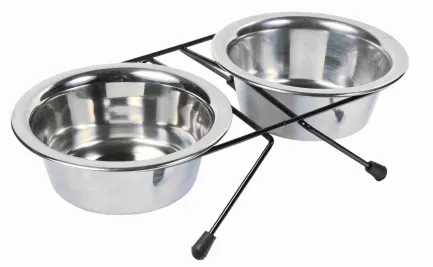 Миски Trixie для собак, на підставці, металеві, 12 см, 2х450 мл