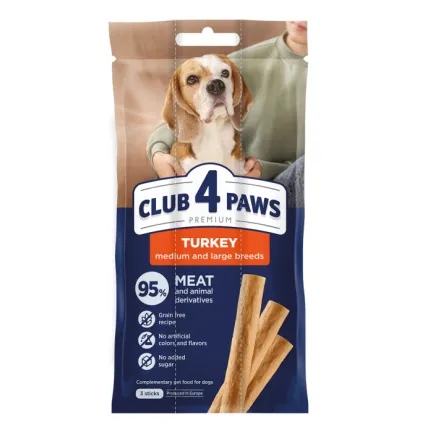 Club 4 Paws - м'ясна паличка з індичкою для собак середніх та великих порід 3х0,02кг