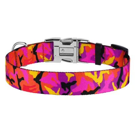 Нашийник для Собак BronzeDog Urban Camo Нейлоновий з Металевою Пряжкою Рожевий S — Фото 2