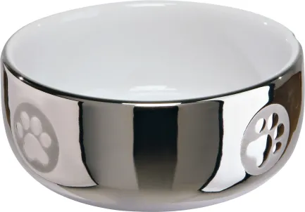 Миска Trixie для котів, керамічна, 11 см, 300 мл (срібна/біла)