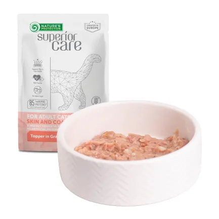 Nature's Protection Superior Care Adult Cats Skin&amp;Coat Tuna &amp; Shrimps Вологий корм для котів для догляду за шкірою та шерстю з тунцем і креветками, 70 г — Фото 4