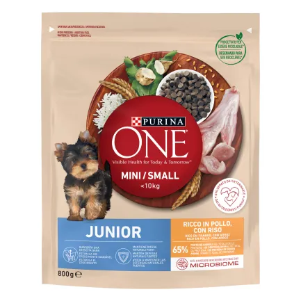 Сухий корм PURINA ONE Mini/Small Junior для цуценят дрібних порід з куркою 800 г — Фото 1