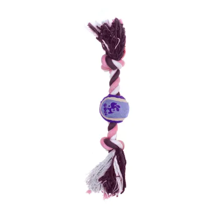 Іграшка для собак MISOKO&amp;CO Тенісний м'яч з мотузкою, purple, 30.5x5 cm