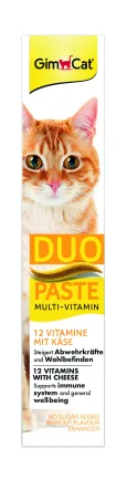 Паста для котів GimCat DUO PASTE Multi-vitamin 12 vitamins with cheese 12 вітамінів та сир, 50 г — Фото 2
