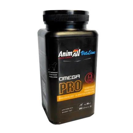 Вітаміни AnimAll VetLine Omega PRO для великих порід собак 2 г × 250 табл