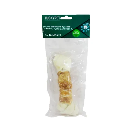 Кістка Баварська вузлова №3 XL + м'ясо курки, 14-16 см, 1шт/уп, Lucky Pet