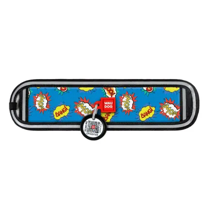 Ергономічна накладка на нашийник WAUDOG Nylon з QR-паспортом, малюнок "ВАУ" (розмір S, для ширини нашийника 15-20 см) — Фото 1