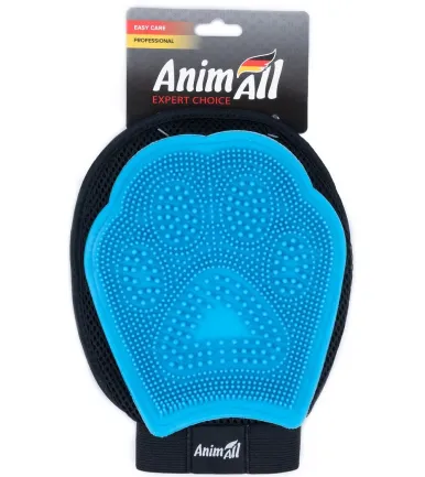 Рукавичка для вичісування шерсті AnimAll Groom для тварин, блакитна