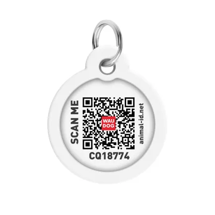 Адресник для собак і котів металевий WAUDOG Smart ID з QR паспортом, малюнок "Камо зелений", коло, Д 30 мм — Фото 2