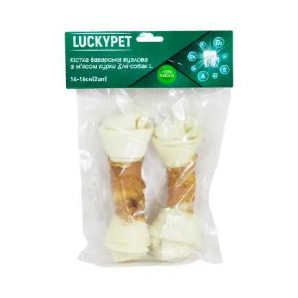 Кістка Баварська вузлова №3 L + м'ясо курки, 14-16см, 2шт/уп, Lucky Pet