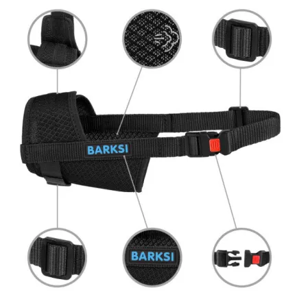 Намордник для Собак №6 Регульований Дихаючий з 3D сітки Barksi Чорний — Фото 2