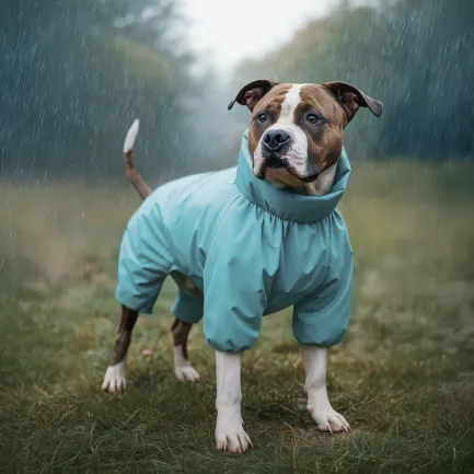 Дощовик для собак WAUDOG Clothes, водонепроникний, S30, В 57-59 см, С 44-46 см, блакитний — Фото 3