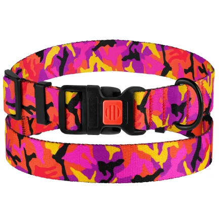 Нашийник для Собак BronzeDog Urban Camo Нейлоновий з Пластиковою Пряжкою Рожевий L
