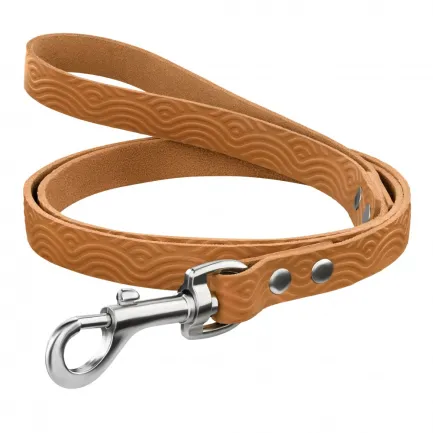 Повідець для Собак Шкіряний BronzeDog Classic з тисненням Гірчичний S