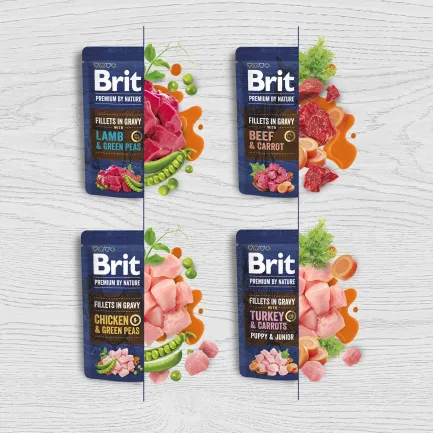 Корм вологий Brit Premium Fillets in Gravy Beef &amp; Carrot для собак малих порід філе в соусі яловичина і морква 85 г — Фото 3