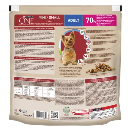 Сухий корм PURINA ONE Mini/Small для дорослих собак дрібних порід з яловичиною та рисом 1,5 кг — Фото 1