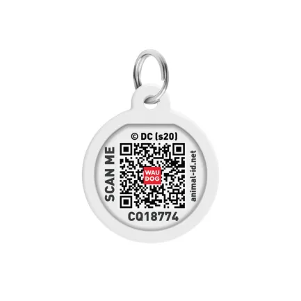 Адресник для собак та котів металічний WAUDOG Smart ID з QR паспортом, малюнок "Супермен-герой", круг, Д 25 мм — Фото 2