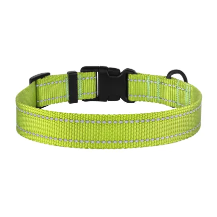 Нашийник для Собак BronzeDog Active Нейлоновий зі Світловідбиттям та Пластиковою Пряжкою Салатовий L — Фото 3