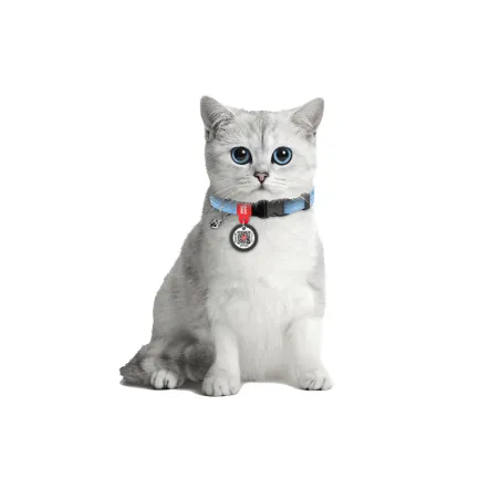 Нашийник для котів з відновленої бавовни WAUDOG Re-cotton з QR паспортом, світловідбиваючий, пластиковий фастекс, XS, Ш 10 мм, Дов 20-30 см, блакитний — Фото 3
