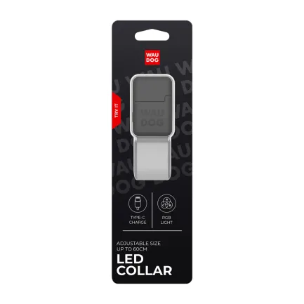 Нашийник для собак з підсвічуванням WAUDOG LED, RGB, Type-C, регульований, Ш 25 мм, Дов 60 см — Фото 1