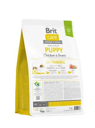 Сухий корм Brit Care Dog Sustainable Puppy для цуценят, з куркою та комахами, 3 кг — Фото 2