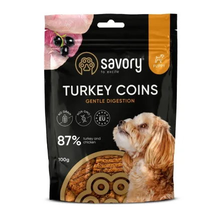 Джерки Savory Puppy Coins With Turkey, монетки для цуценят з індичкою, 100 г