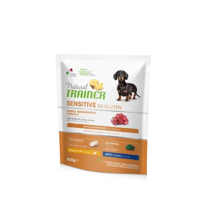 Natural Trainer Dog Sensitive Adult Mini сухий корм для дорослих собак дрібних порід без глютену з ягнятиною 0,8 кг