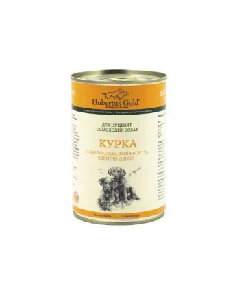 Hubertus Gold. Консерви для собак. Курка з картоплею та морковою для цуценят 400 г